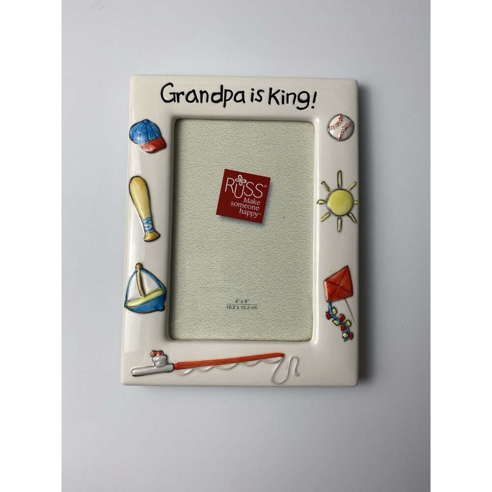 Grandpa Colorful Ceramic Picture Frame 4x6 Photo Insert